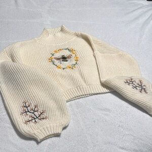 *SOLD* Embroidered Cream Sweater